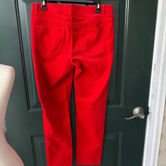 Talbots Signature 8 Cherry Red Velveteen Pants Holiday Classic Winter Career EUC - Picture 4 of 7